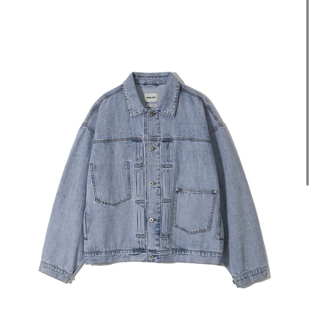 앵글런 청자켓 Pleated Wide Denim Jacket 