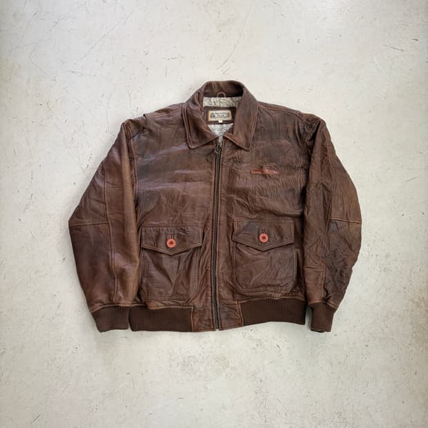 80s ELLE 빈티지 A-2 리얼가죽 자켓 L
