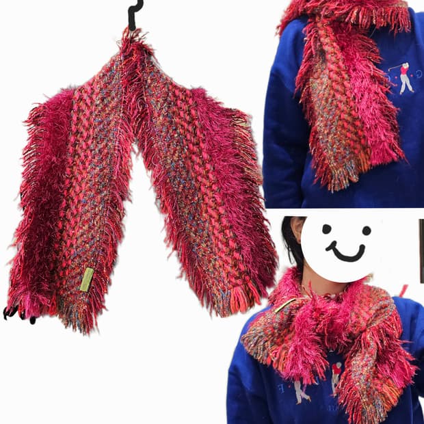 France 핑크 프린지 머플러
