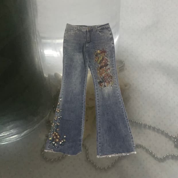 오리엔탈 빈티지 자수 부츠컷 청바지 팬츠