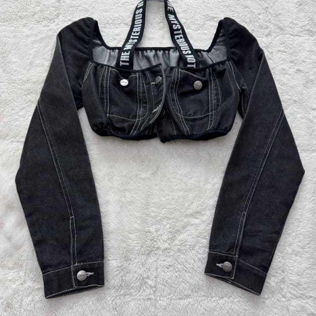 더미스테리어스호텔 리워크 데님 탑