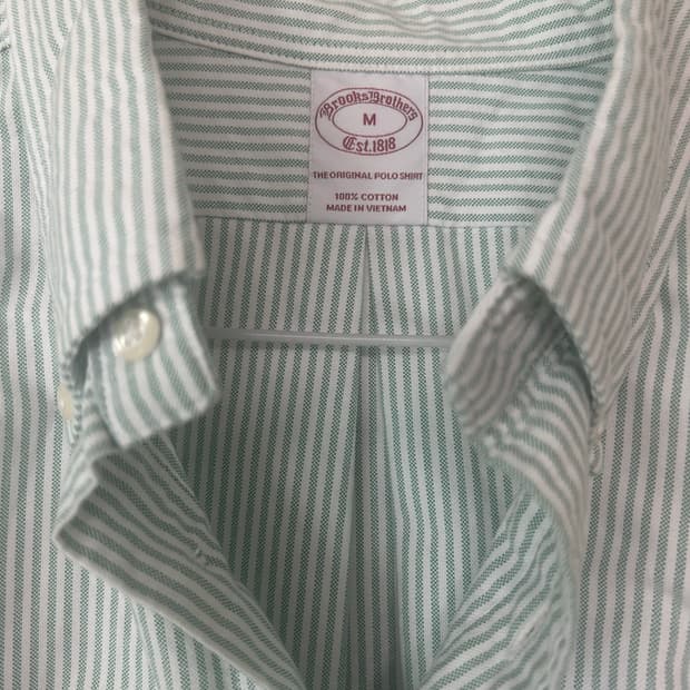 브룩스브라더스 올리브 스트라이프 셔츠 M
