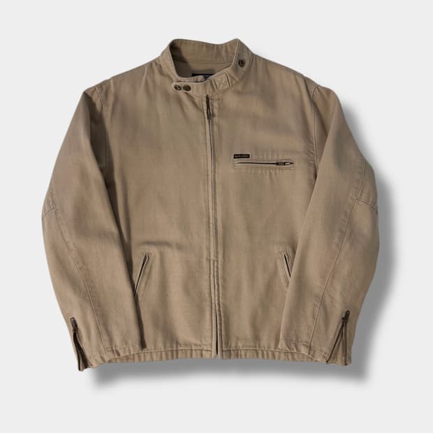 폴로 진스 캔버스 코튼 베이지 바이커 자켓  