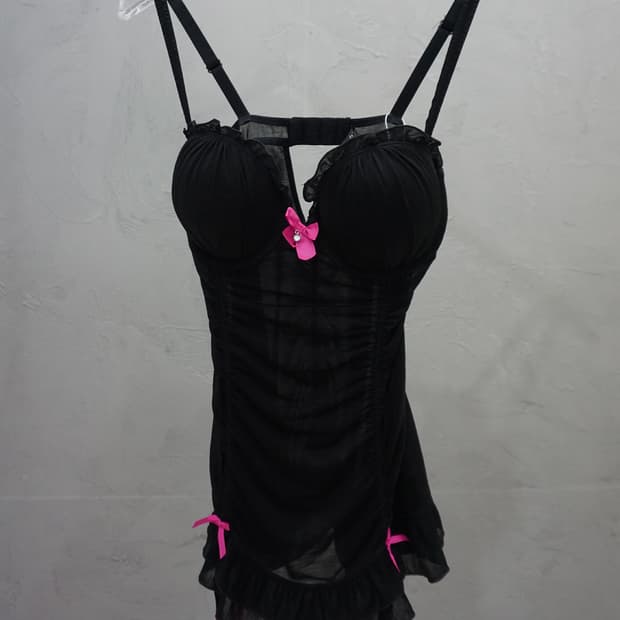 Paris 블랙 가터 슬립