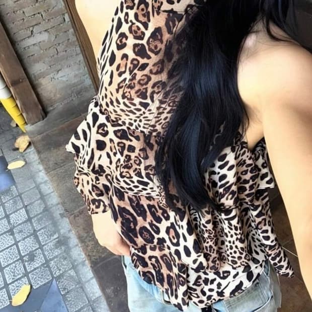 빈티지 여름 레오파드 여성 홀더넥 탑