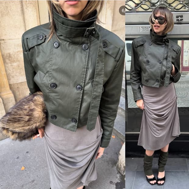 자라 왁스드 크롭 트렌치 자켓 xs 실사이즈 s