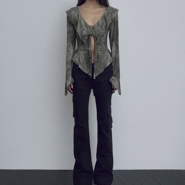 보헤미안서울  RUFFLE BLOUSE, BROWN