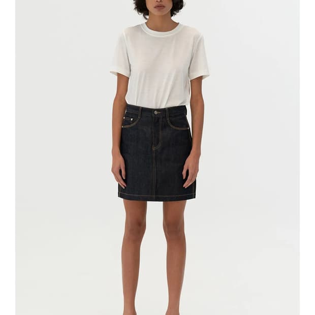 킨더살몬 트리플 스티치 데님 스커트 셀비지 (M)