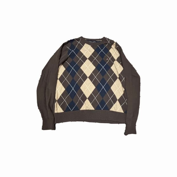 타미힐피거 브라운 아가일 패턴 니트