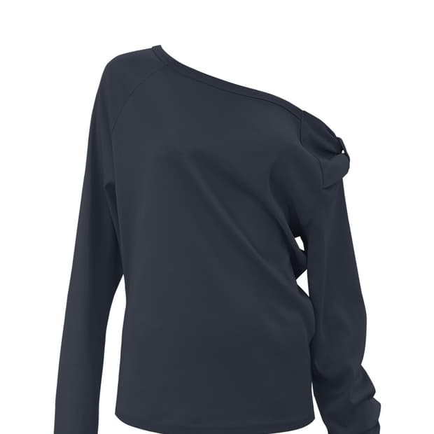 체메씨 BOW ONE-SHOULDER LONG SLEEVE (NAVY