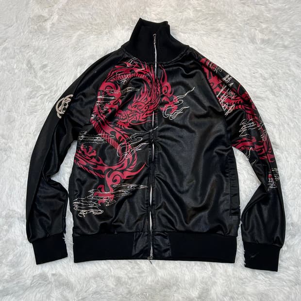 oriental dragon sukajan jersey zip-up