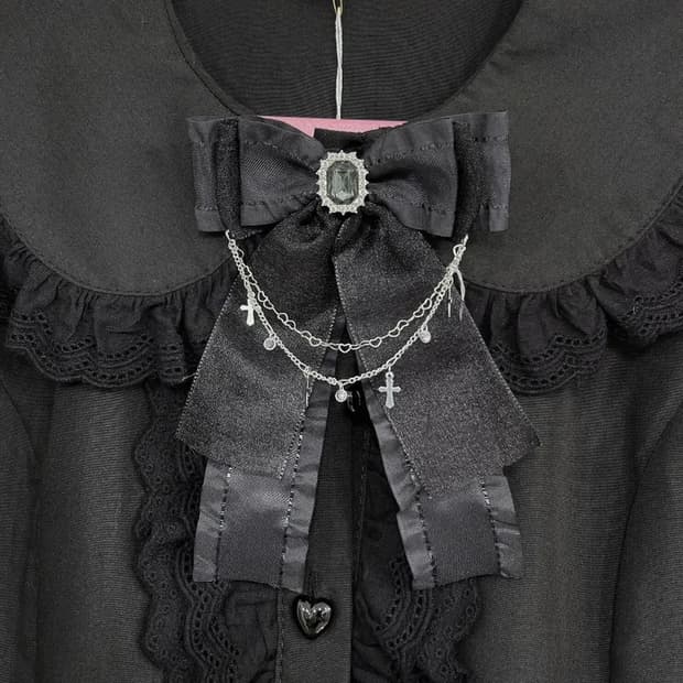 오네갸루 히메갸루 지뢰계 양산형 리본 브로치 큐빅 장식 stc핑세달천