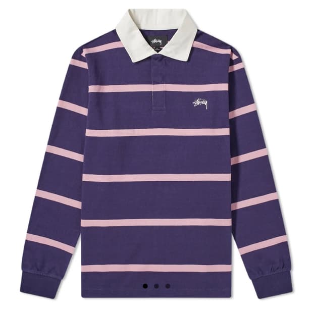 L 스투시 스트라이프 럭비 티셔츠