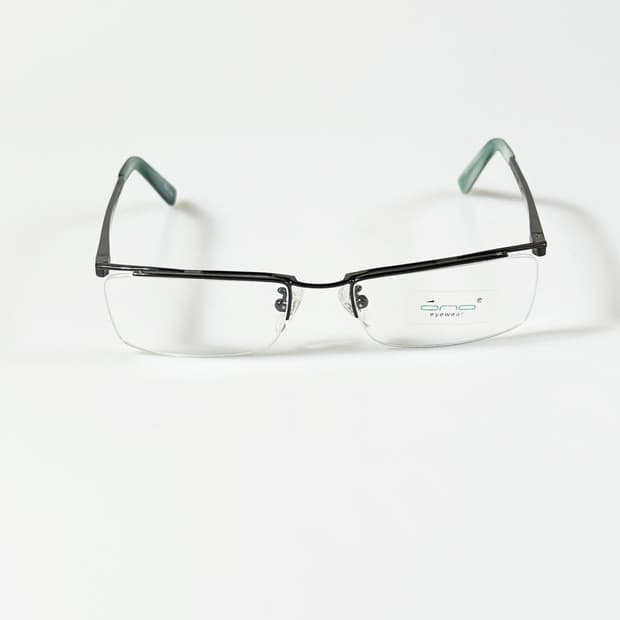 ONO 블랙 반무테 스퀘어 메탈 빈티지 안경