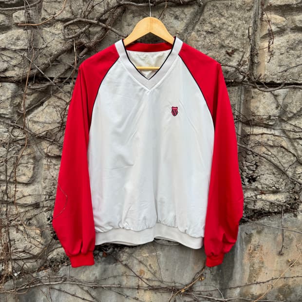 케이스위스 빈티지 자수로고 스포츠 웜업 져지 바람막이