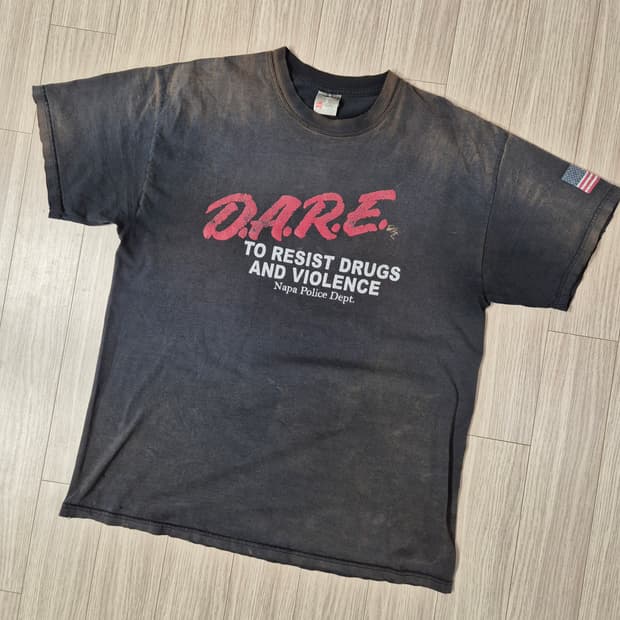 90s DARE 티셔츠 블랙 ver.헤인즈비프 (L)