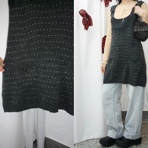 button pocket knit bustier