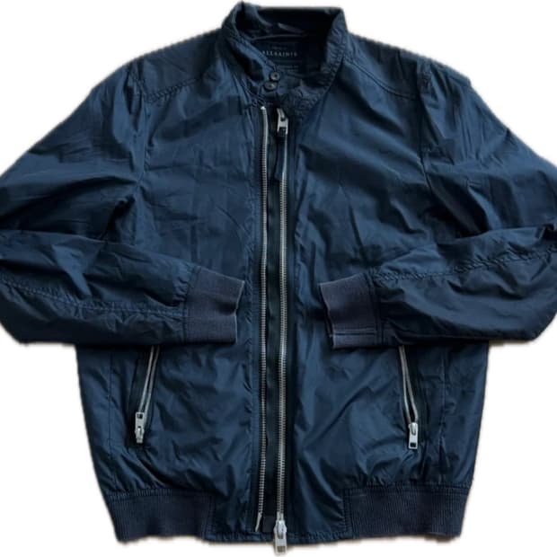 올세인츠 스탠드 카라 나일론 봄버 자켓