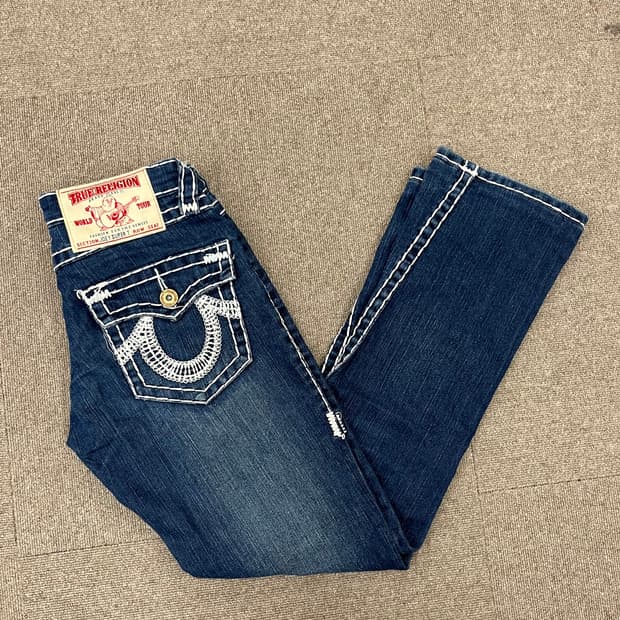 TureReligion white stitched jeans