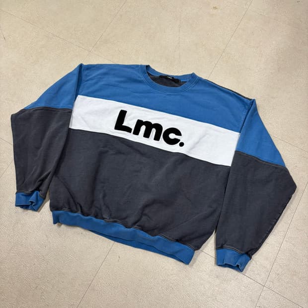 Lmc 컬러블럭 빅로고 맨투맨
