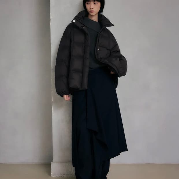 레프트서울 이지 웜 후디드 덕 다운 점퍼 블랙