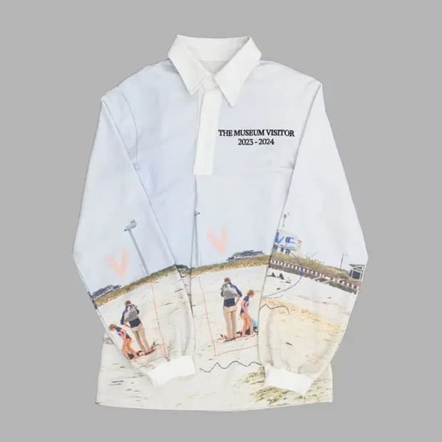 BEACH PRINTED PK LONG SLEEVE (WHITE)