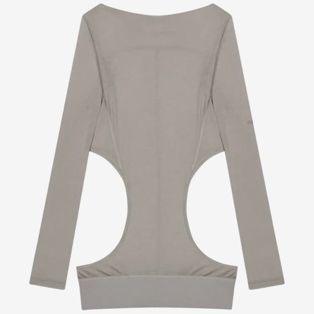 OJOS Curved Cut Layered Tee / Warm Grey