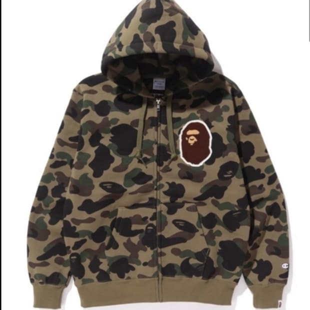 베이프 x 챔피온 녹계 후드집업