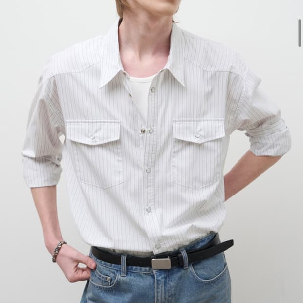 드로우핏 웨스턴 스트라이프 셔츠 화이트 m95