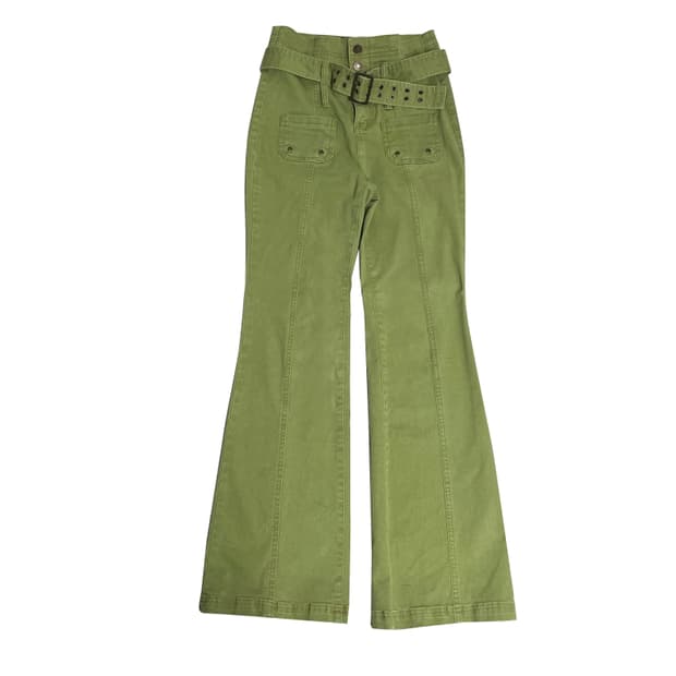 Running high belt green pants