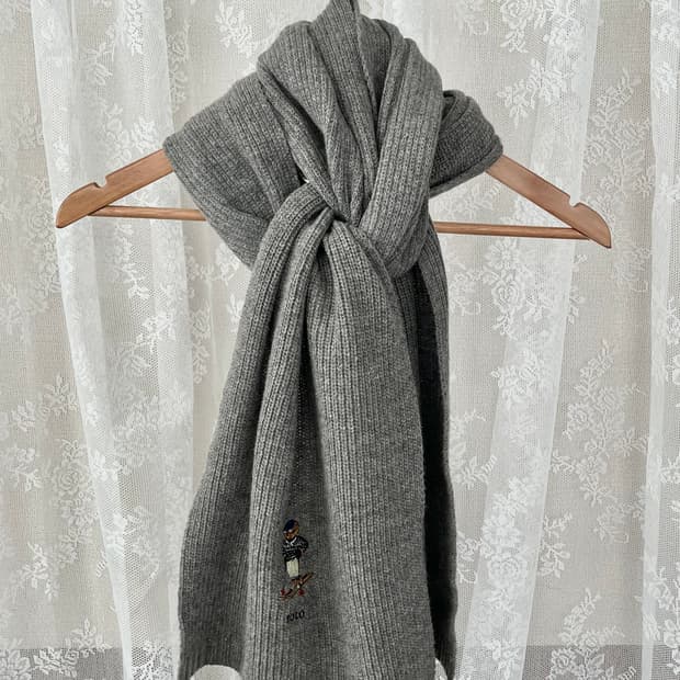 폴로 랄프로렌 폴로 베어 니트 머플러 그레이