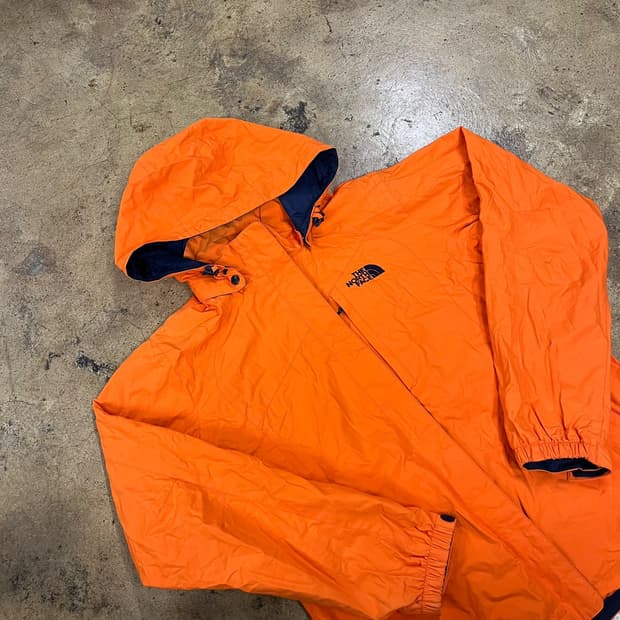 [정품/L] 노스페이스 오렌지색 후드 바람막이 자켓 b14