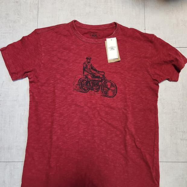 [M 새상품] RRL 바이크 티셔츠 레드 버건디