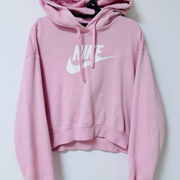 💕나이키 NIKE 핑크 크롭 후드티 S / 빅로고 후드 / 여성 오버핏