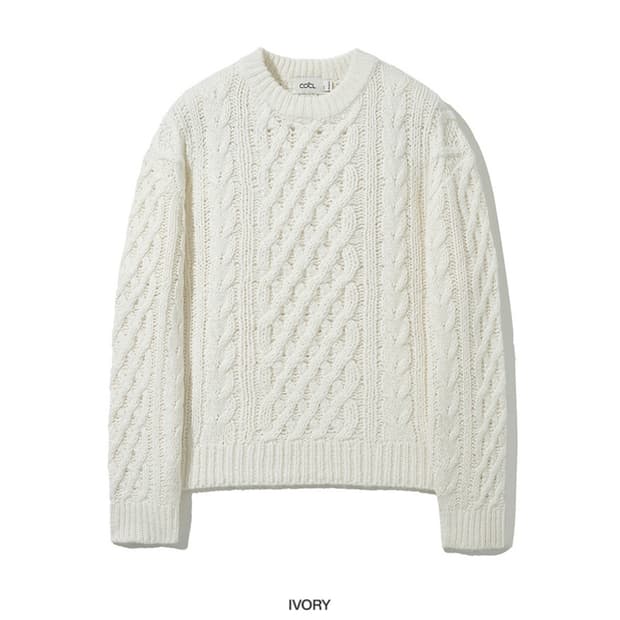 커스텀어클락 라운드 피셔맨 세미크롭 니트