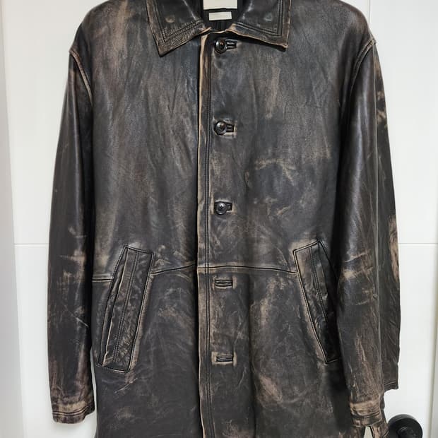 Yoke CUT-OFF LEATHER CAR COAT 3size