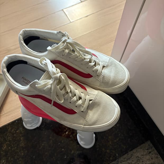 반스 올드스쿨 화이트/레드 270