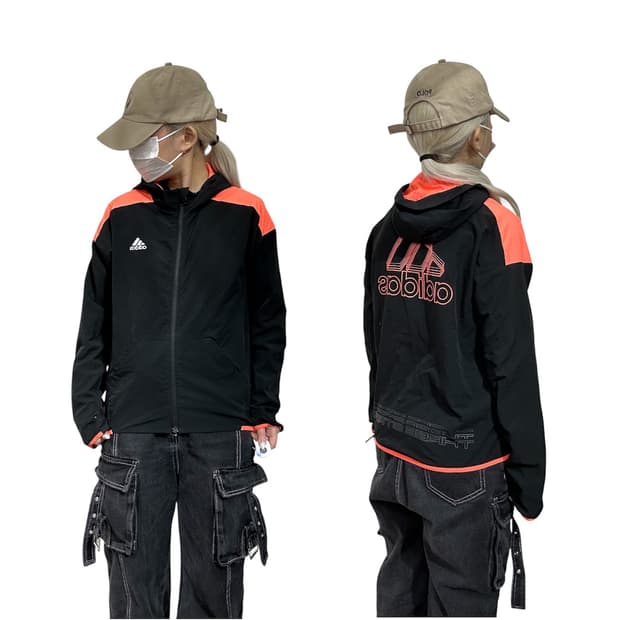 아디다스 블랙 빅 로고 바람막이 자켓 