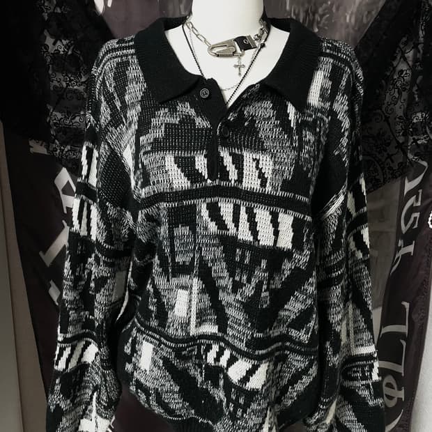 Gotic Collar Knit 무채색00s다크웨어그런지락시크펑크2010