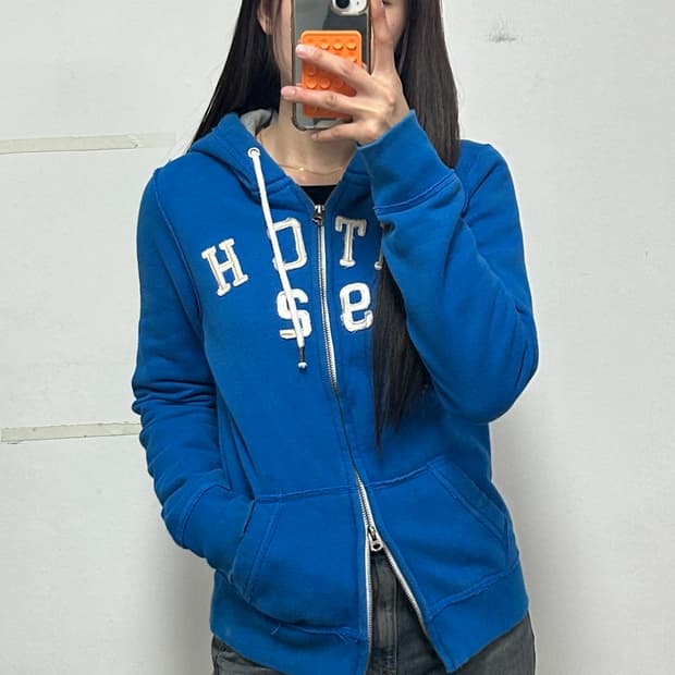 아베크롬비 아치로고 후드집업 블루