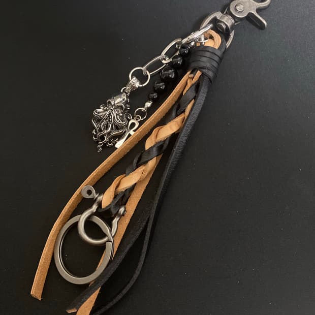 브레이드 가죽 스트랩 키링
