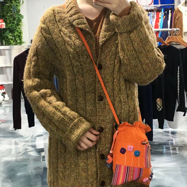 모리걸 브라운 포근 니트 가디건