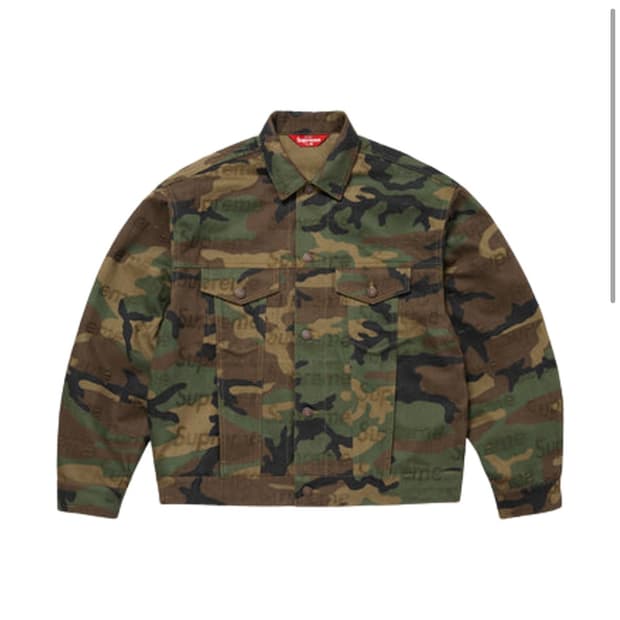 슈프림 자카드 로고 데님 트러커 자켓 - 25FW