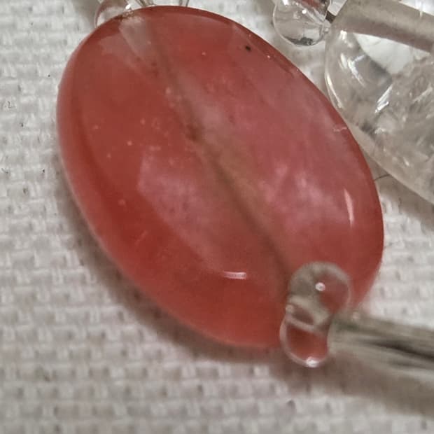 빈티지 믹스 원석 목걸이 크랙수정 로즈톤 내포수정 포인트