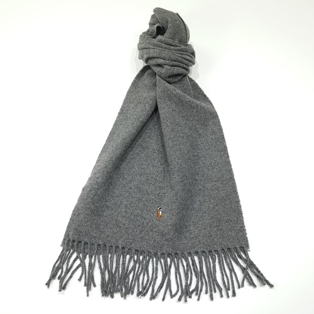 MX397 폴로 랄프 로렌 헤더 그레이 프린지 머플러