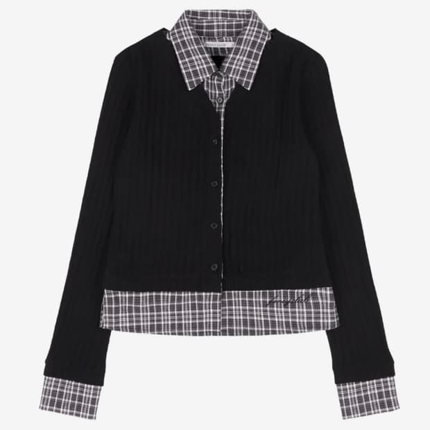 팬시클럽 체크셔츠 레이어드 가디건