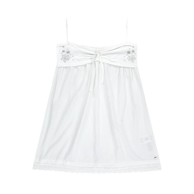 SOLAR STITCH MINI DRESS WHITE