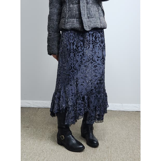 (KOOS)벨벳 러플 스커트