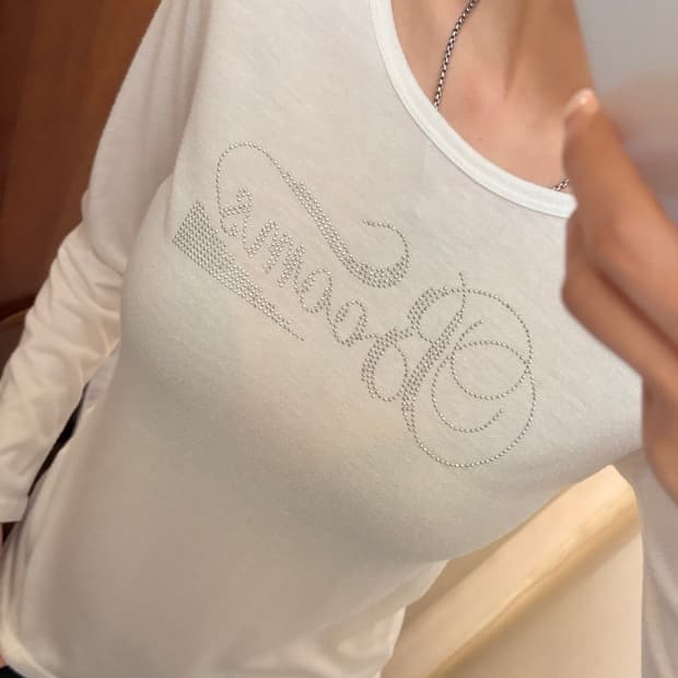 Japanese vintage white studded T-shirt