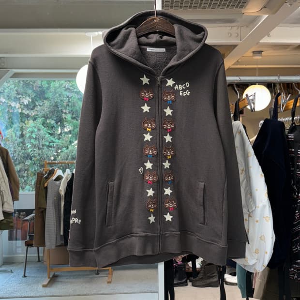 Rough 고양이 후드집업